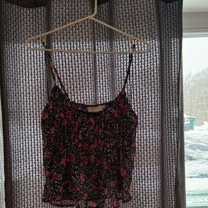 Astr Black and Pink Floral Camisole